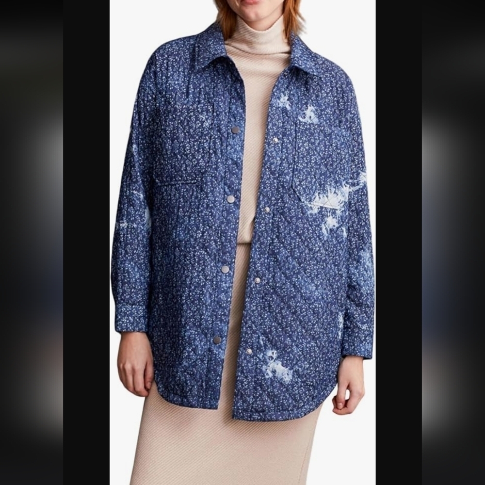 Tribal Printed Cozy Quilted Button-up Shacket, BNWT With Flaw, Size XL